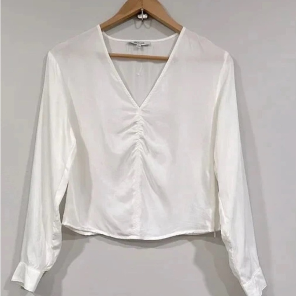 NWT Madewell Cream Ruched Fitted Blouse